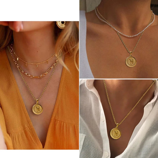 12 Constellation Zodiac Pendant Necklace
